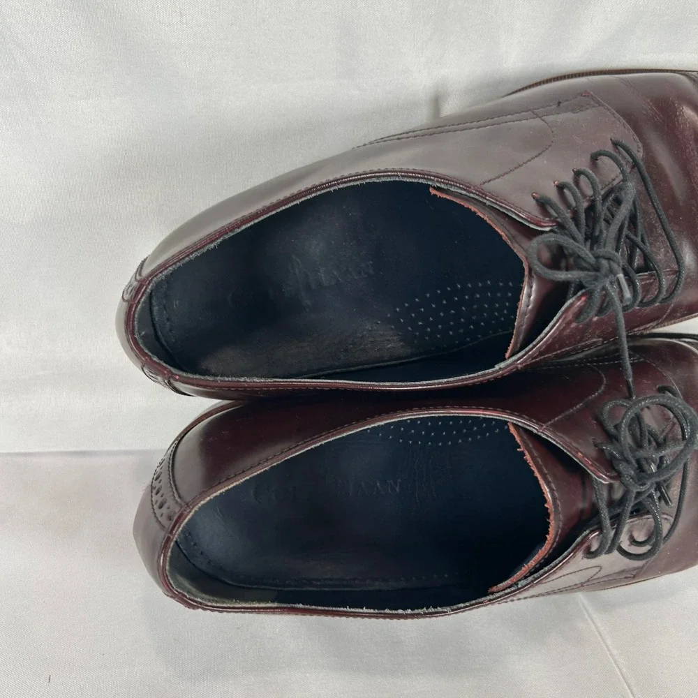 Cole Haan Mens C10840 Burgundy Leather Cap Toe Derby Dress Shoe Air Size 11